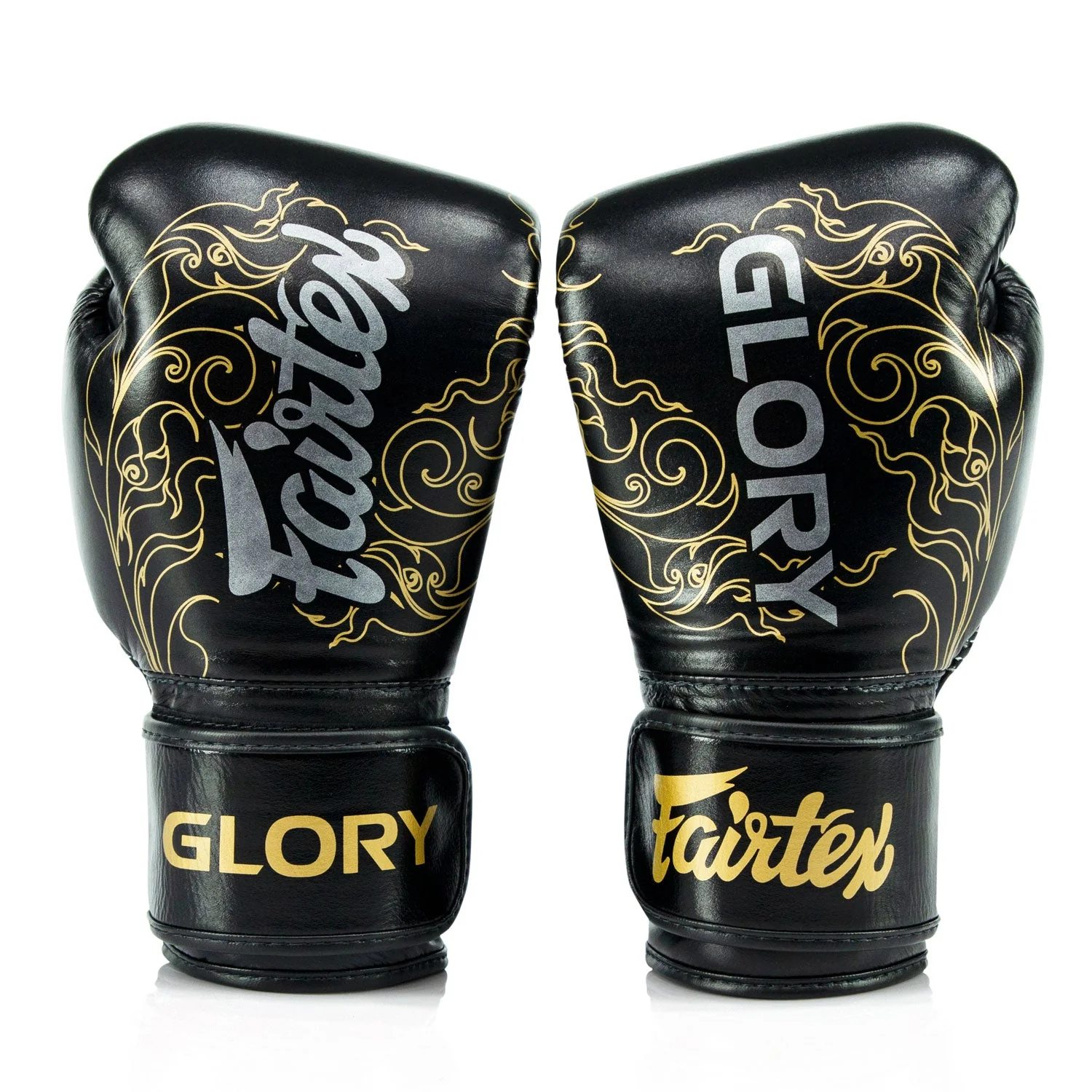 BGVG3 Fairtex X Glory Velcro Boxing Gloves Black-Gold - Image 2