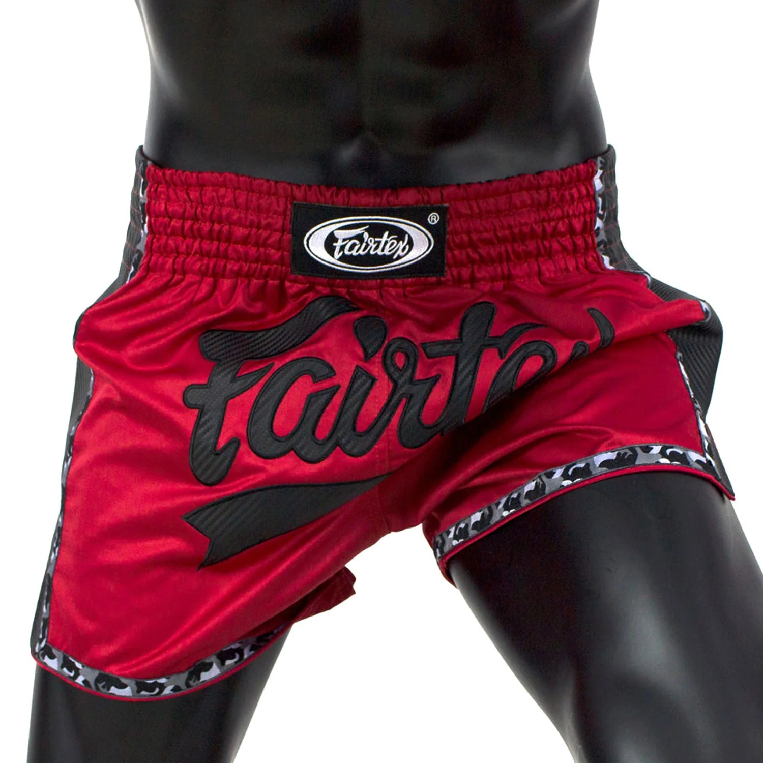 BS1703 Fairtex Slim Fit Muaythai Shorts Red-Black - Image 3