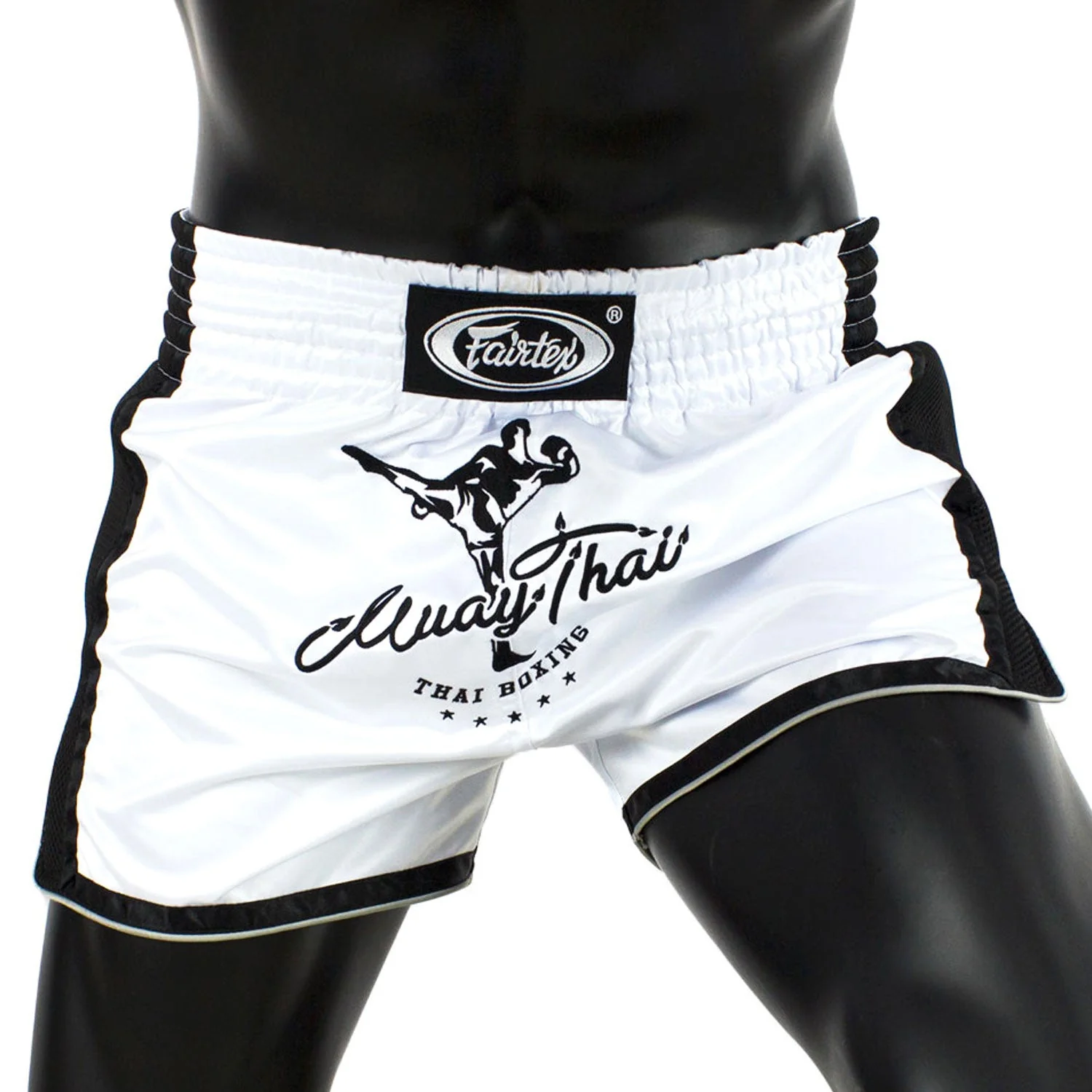 BS1707 Fairtex Slim Fit Muaythai Shorts White - Image 3