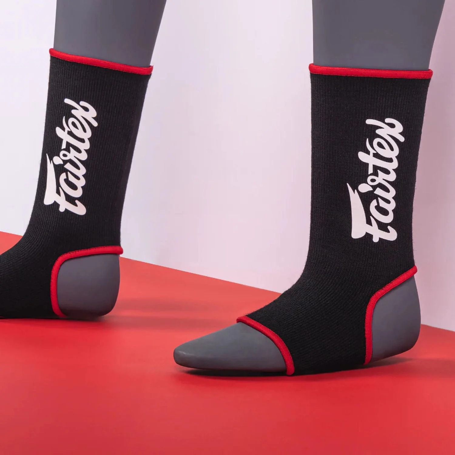 Fairtex AS3 Ankle Supports (Sized) - Black-Red - Image 3