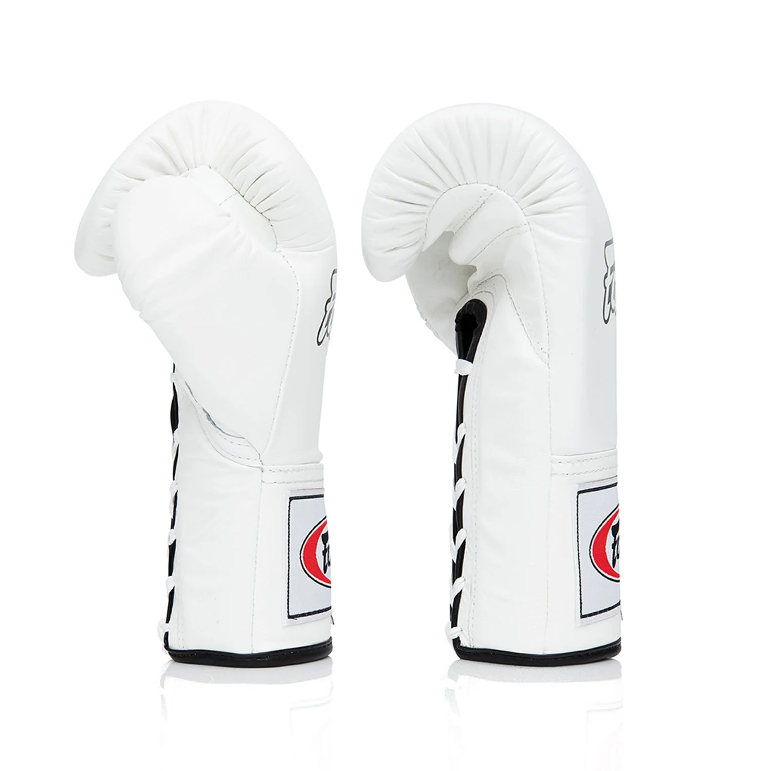 Fairtex BGL6 Lace-up Competition Boxing Gloves - White - Image 4