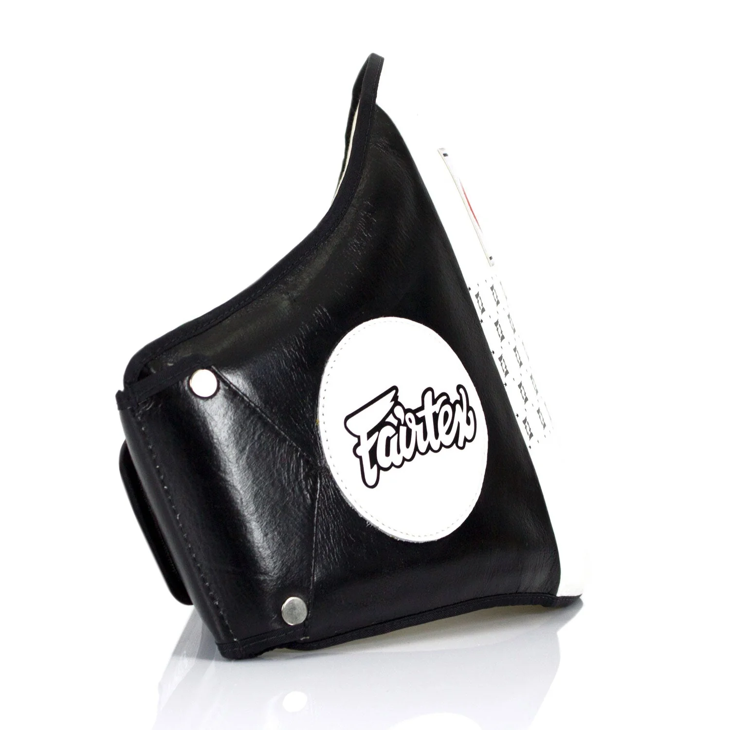 Fairtex BPV1 Standard Leather Belly Pad - White-Black - Image 3