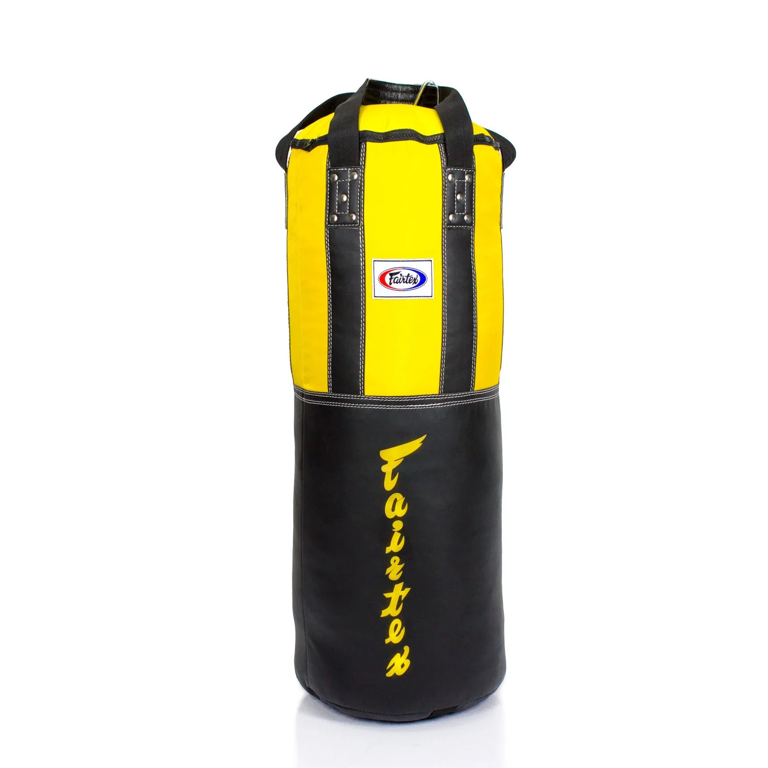 Fairtex HB3 Extra Large Leather Heavy Bag - Black-Yellow (UN-FILLED) - Image 2