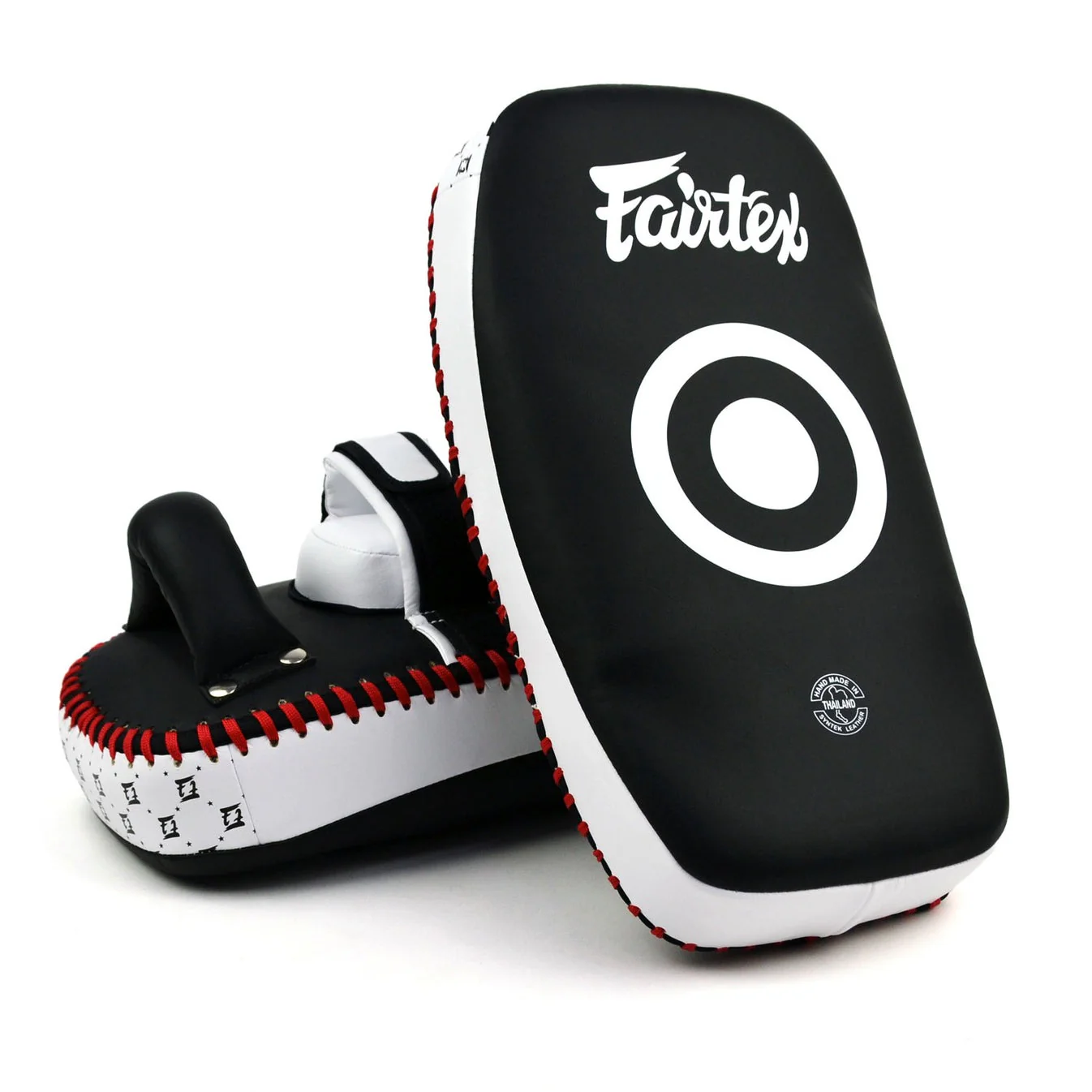 Fairtex KPLC5 Microfibre Thai Kick Pads - Black-White - Image 2