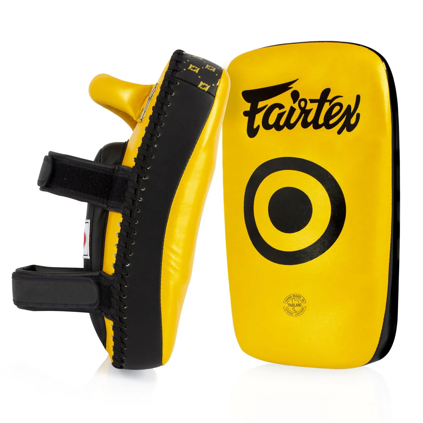 Fairtex KPLC5 Microfibre Thai Kick Pads - Gold - Image 2