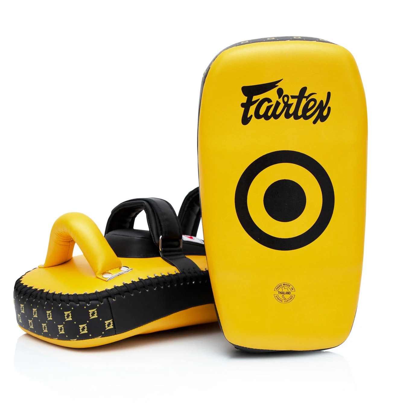 Fairtex KPLC5 Microfibre Thai Kick Pads - Gold - Image 3