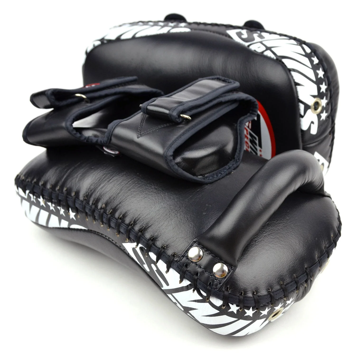 KPL12 Twins Deluxe Curved Leather Kick Pads Black - Image 3