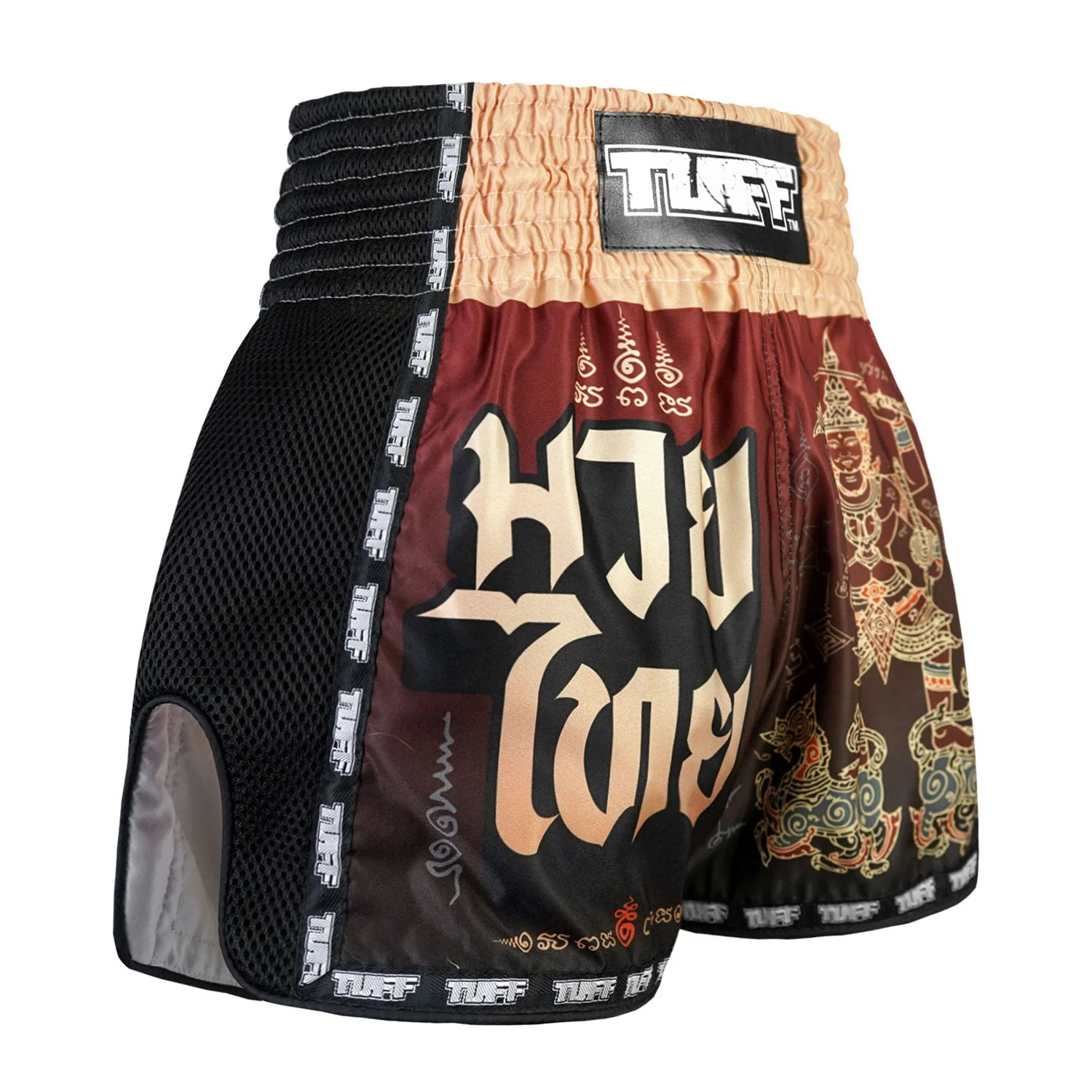 MSC101 TUFF Muaythai Shorts Retro Style Yant Narai Turning the Land - Image 4