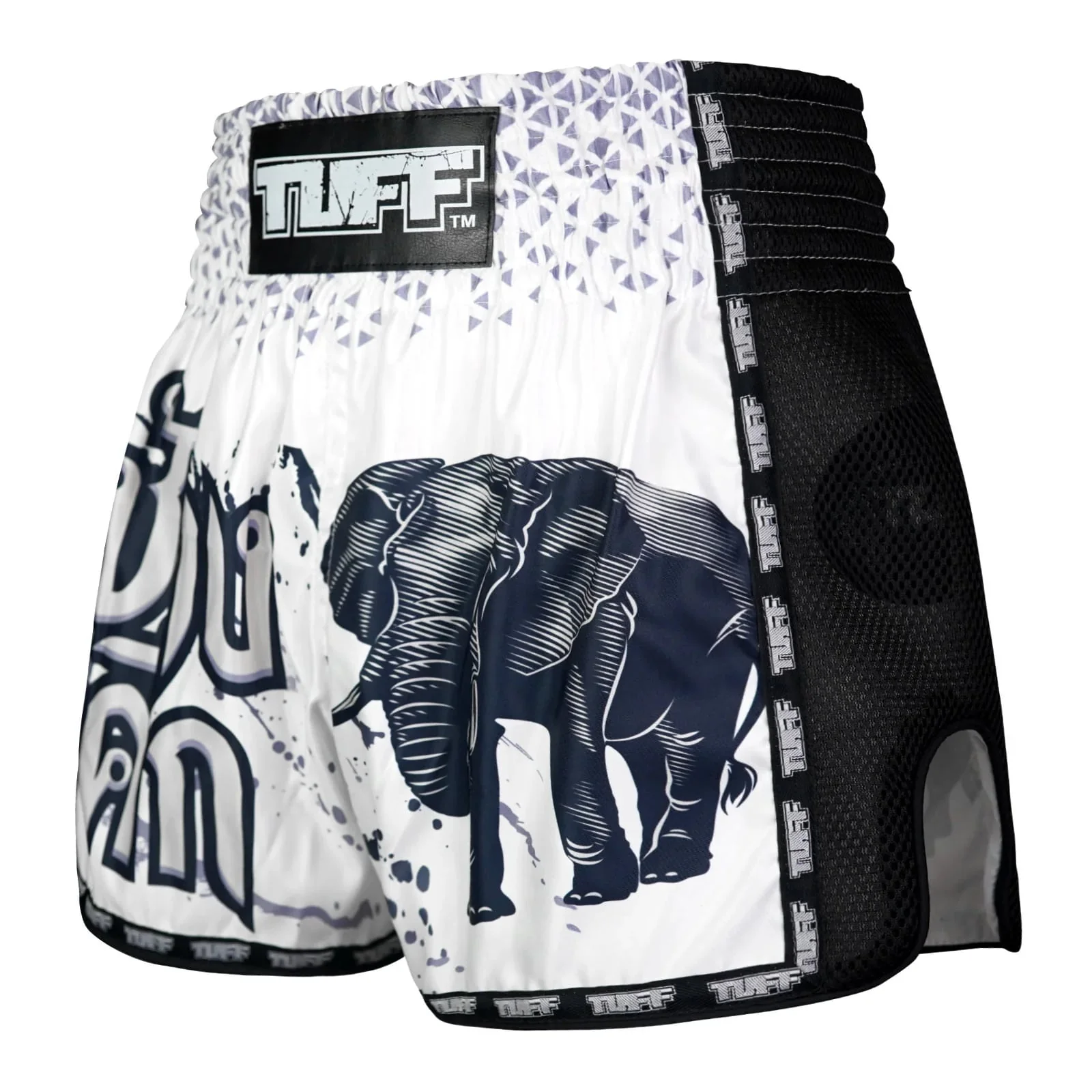 MSC112 TUFF Muaythai Shorts Retro Style War Elephant - Image 2