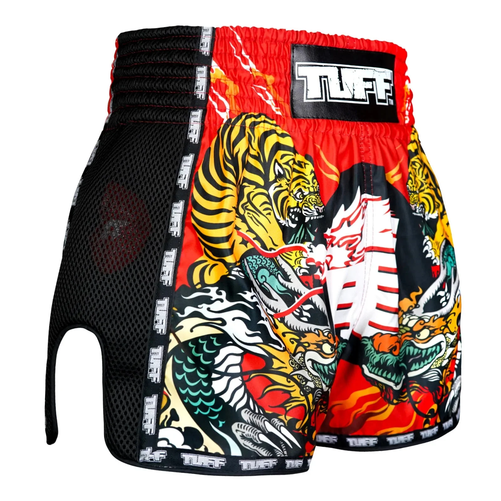 MSC113 TUFF Muaythai Shorts Retro Style Chinese Dragon and Tiger - Image 4
