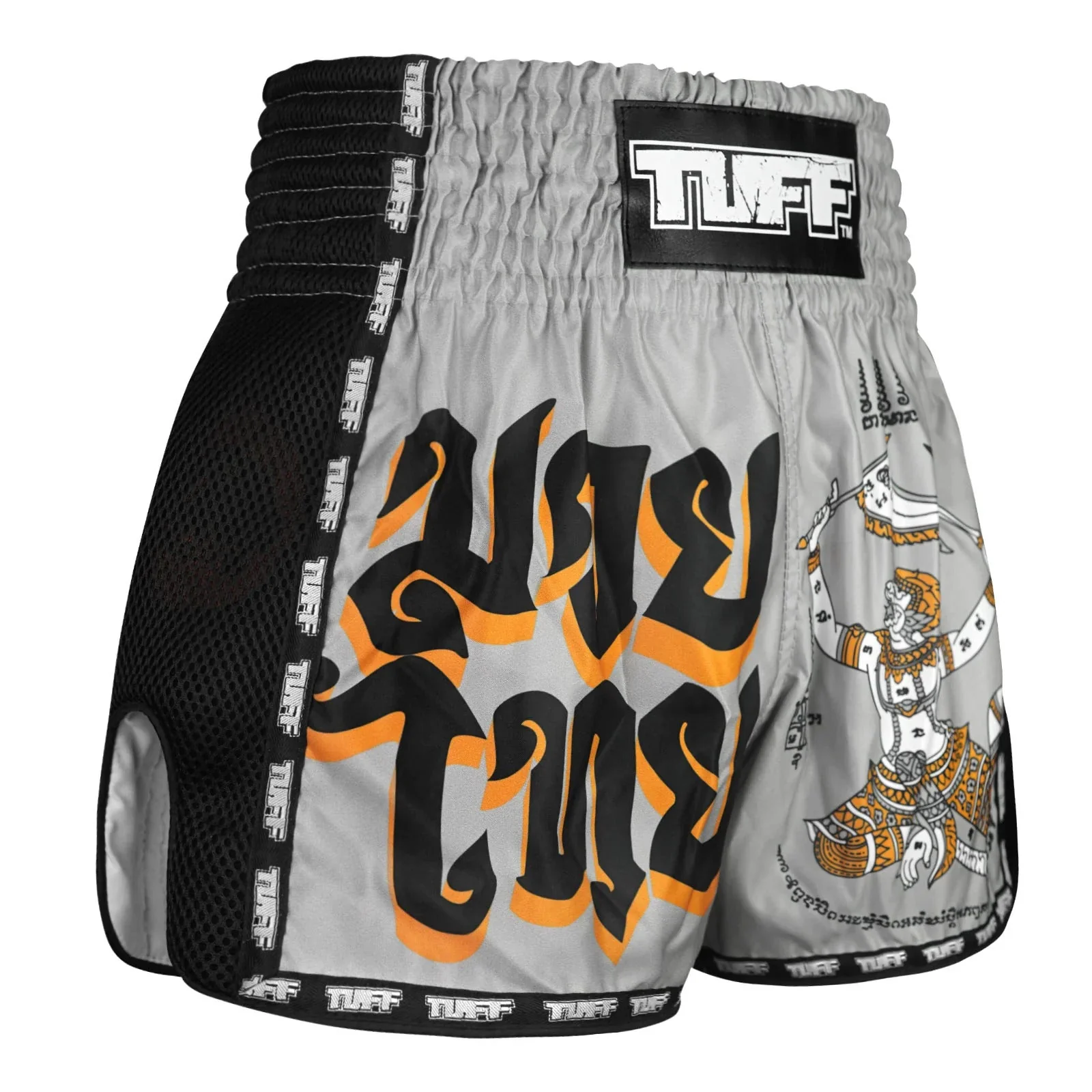 MSC118 TUFF Muaythai Shorts Retro Style Hanuman Yantra with War Flag - Image 4