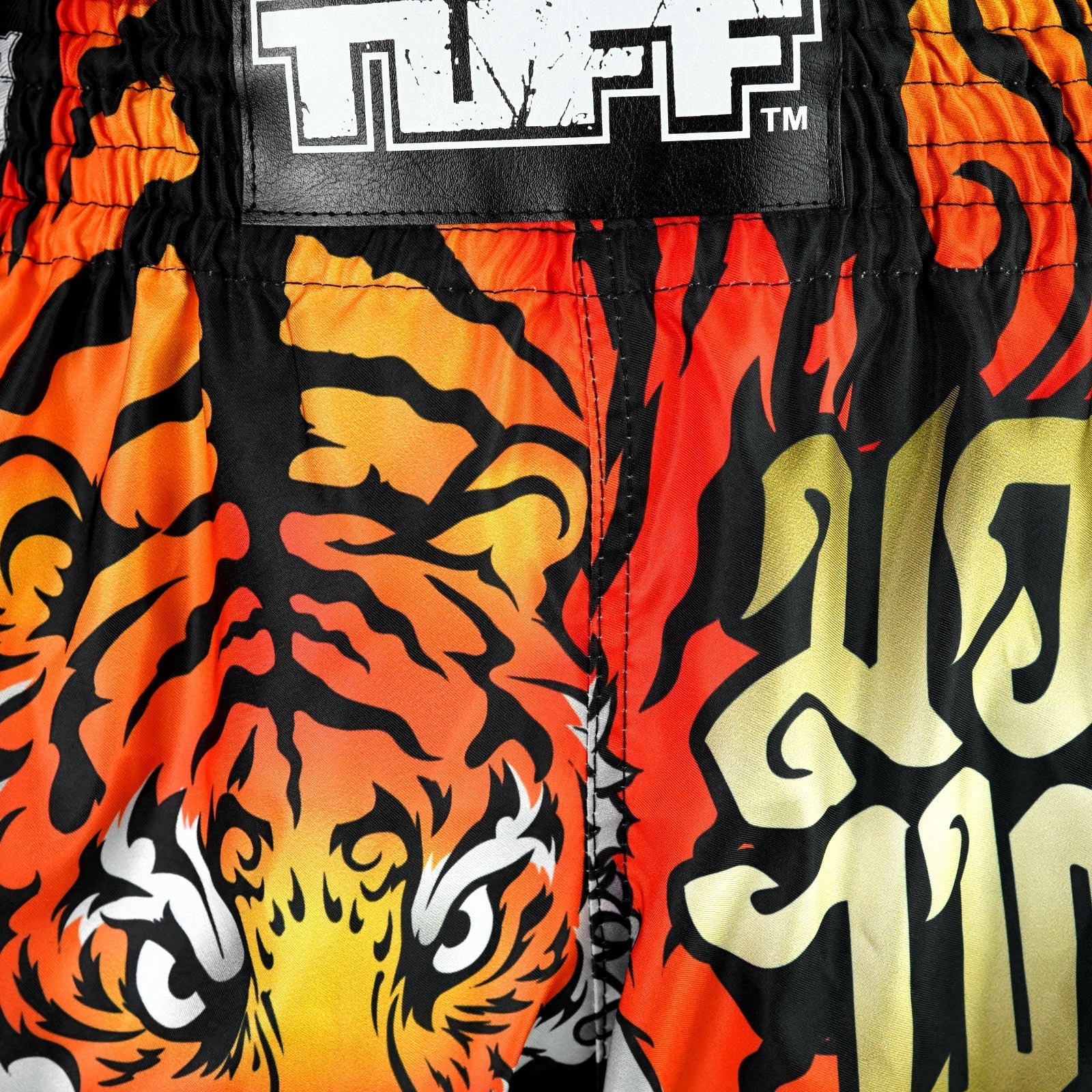 MSC125 TUFF Muaythai Shorts Retro Style Black Furious Tiger - Image 5