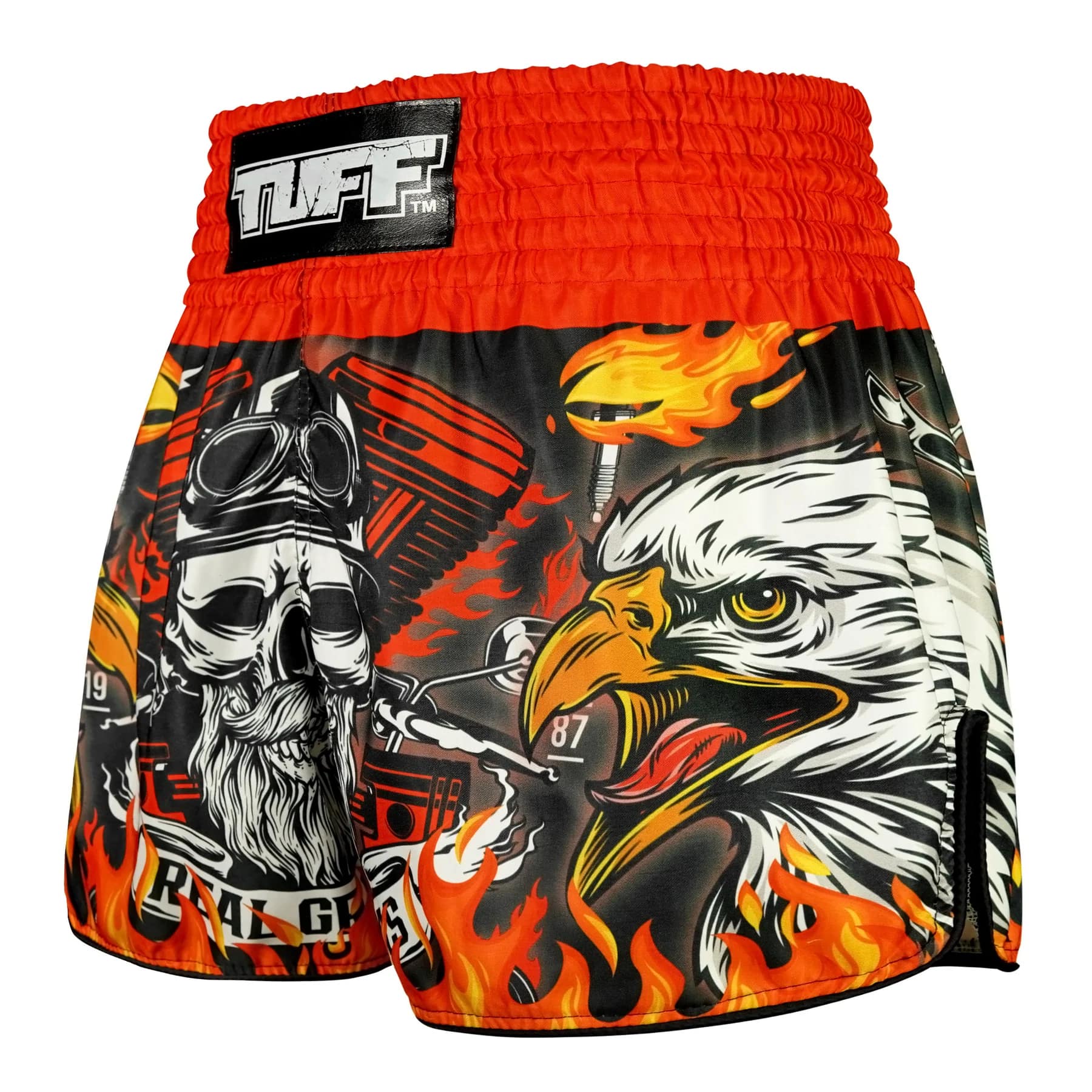 RMS108 TUFF High-Cut Retro Muaythai Shorts Graybeard and The Eagle - Image 2