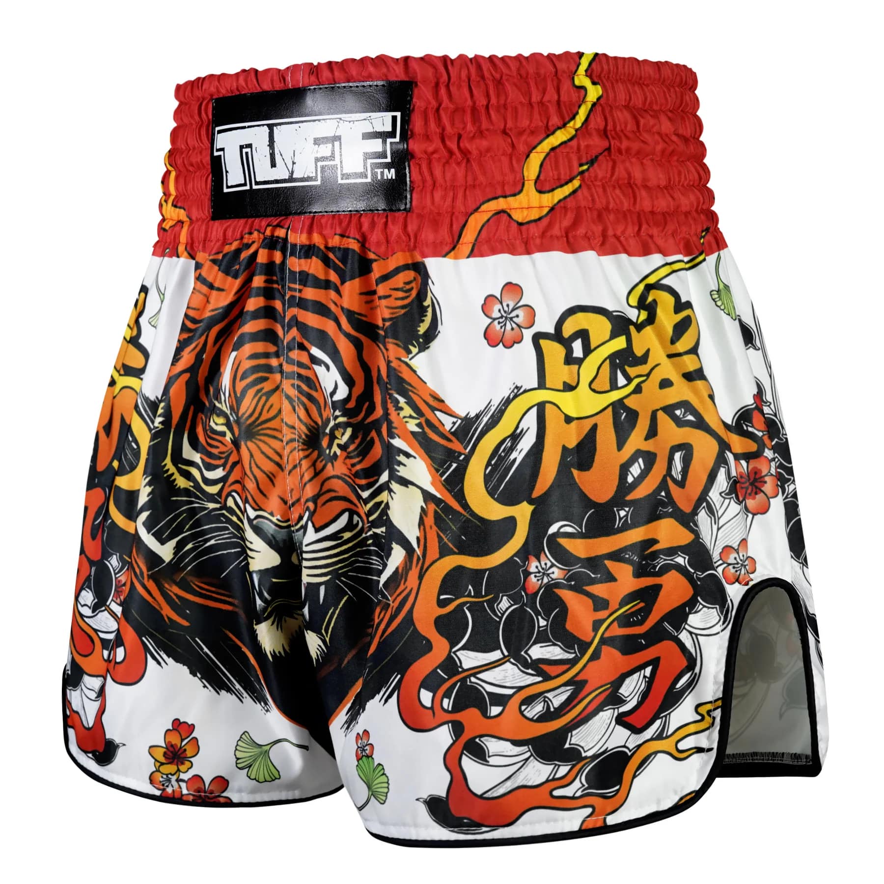 RMS110 TUFF High-Cut Retro Muaythai Shorts Tora Chikara Power of Tiger - Image 2
