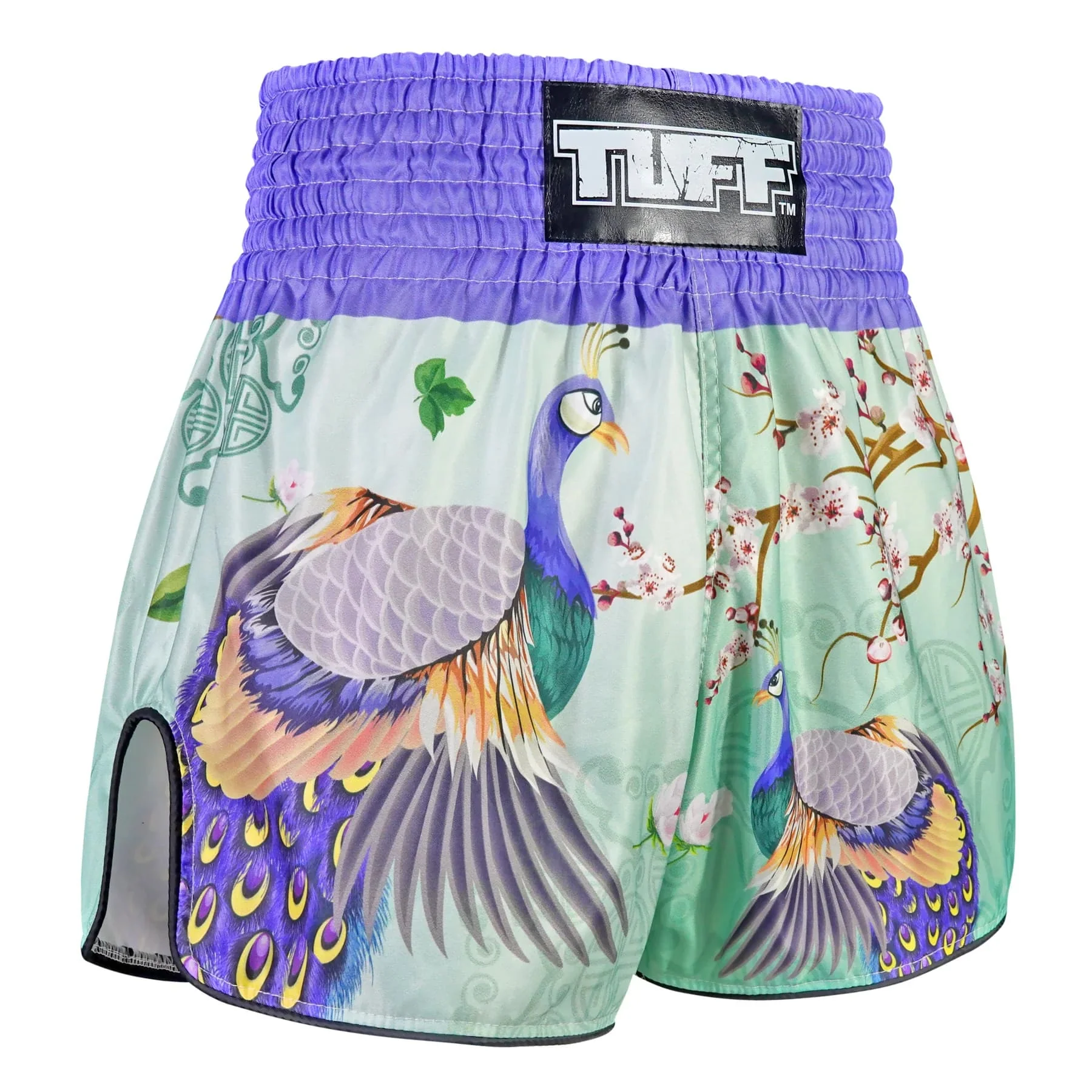 RMS112 TUFF High-Cut Retro Muaythai Shorts Yugana Kujaku The Elegance Peacock - Image 4