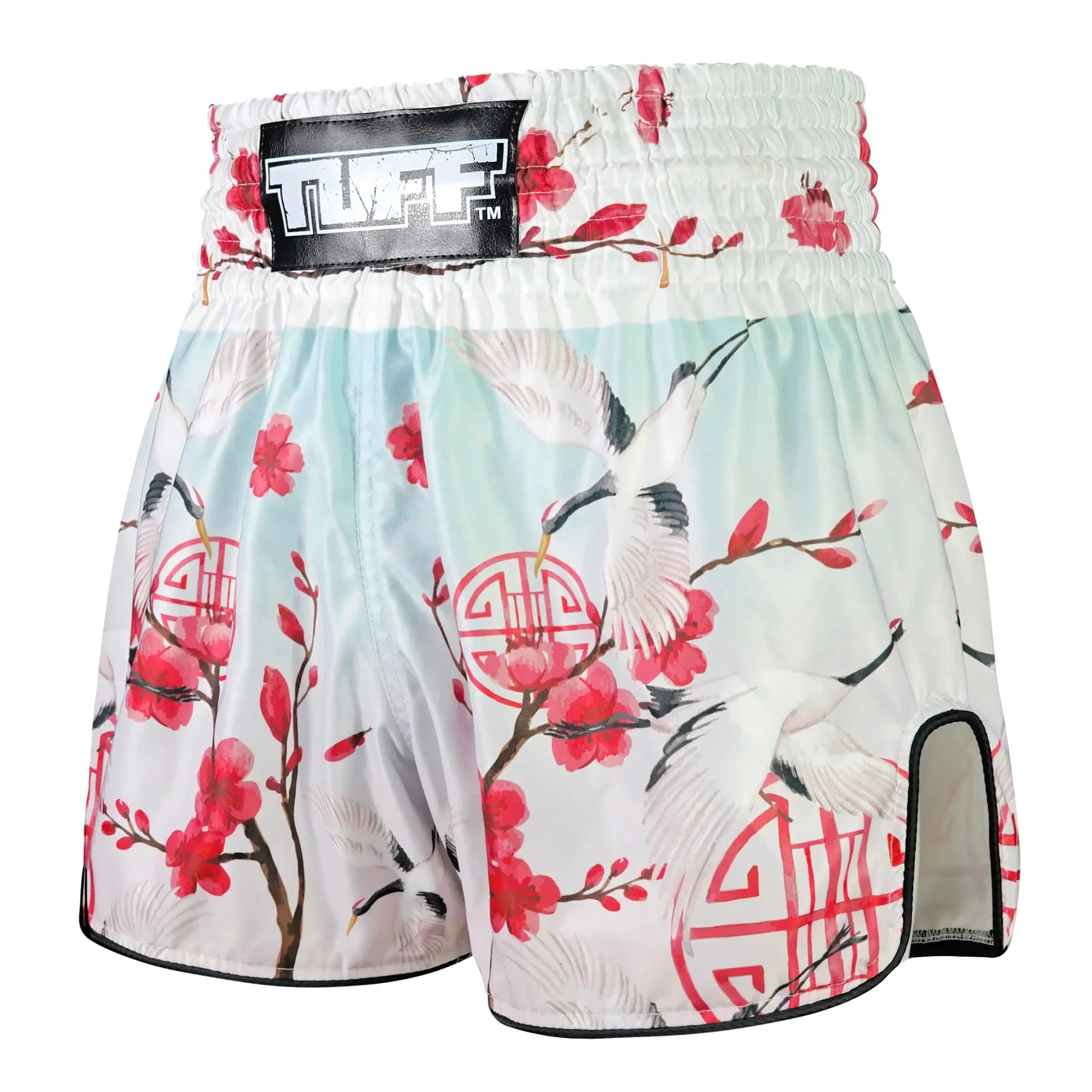 RMS114 TUFF High-Cut Retro Muaythai Shorts Akai Tsuru The Red Crane - Image 2