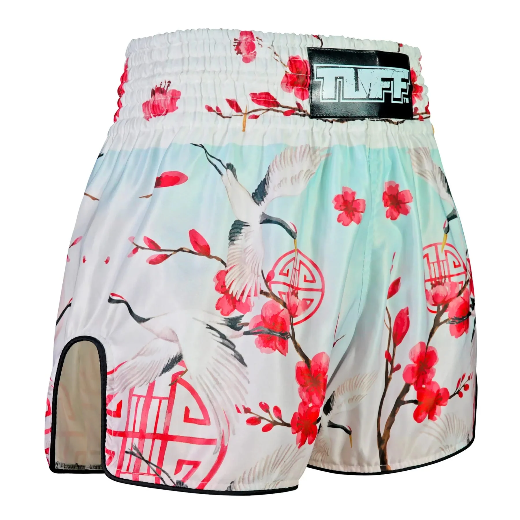 RMS114 TUFF High-Cut Retro Muaythai Shorts Akai Tsuru The Red Crane - Image 4
