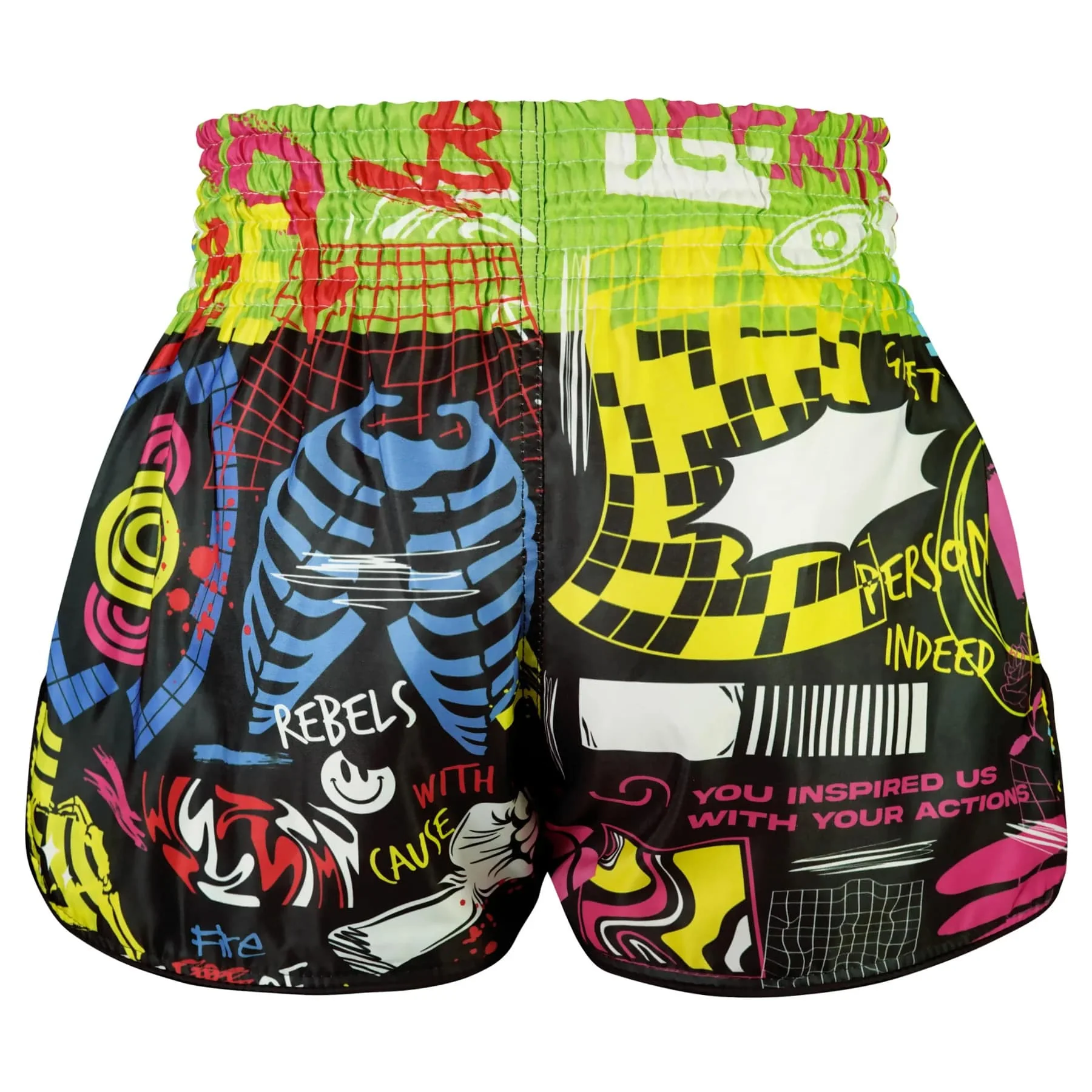 RMS119 TUFF High-Cut Retro Muaythai Shorts Neon Graffiti - Image 3
