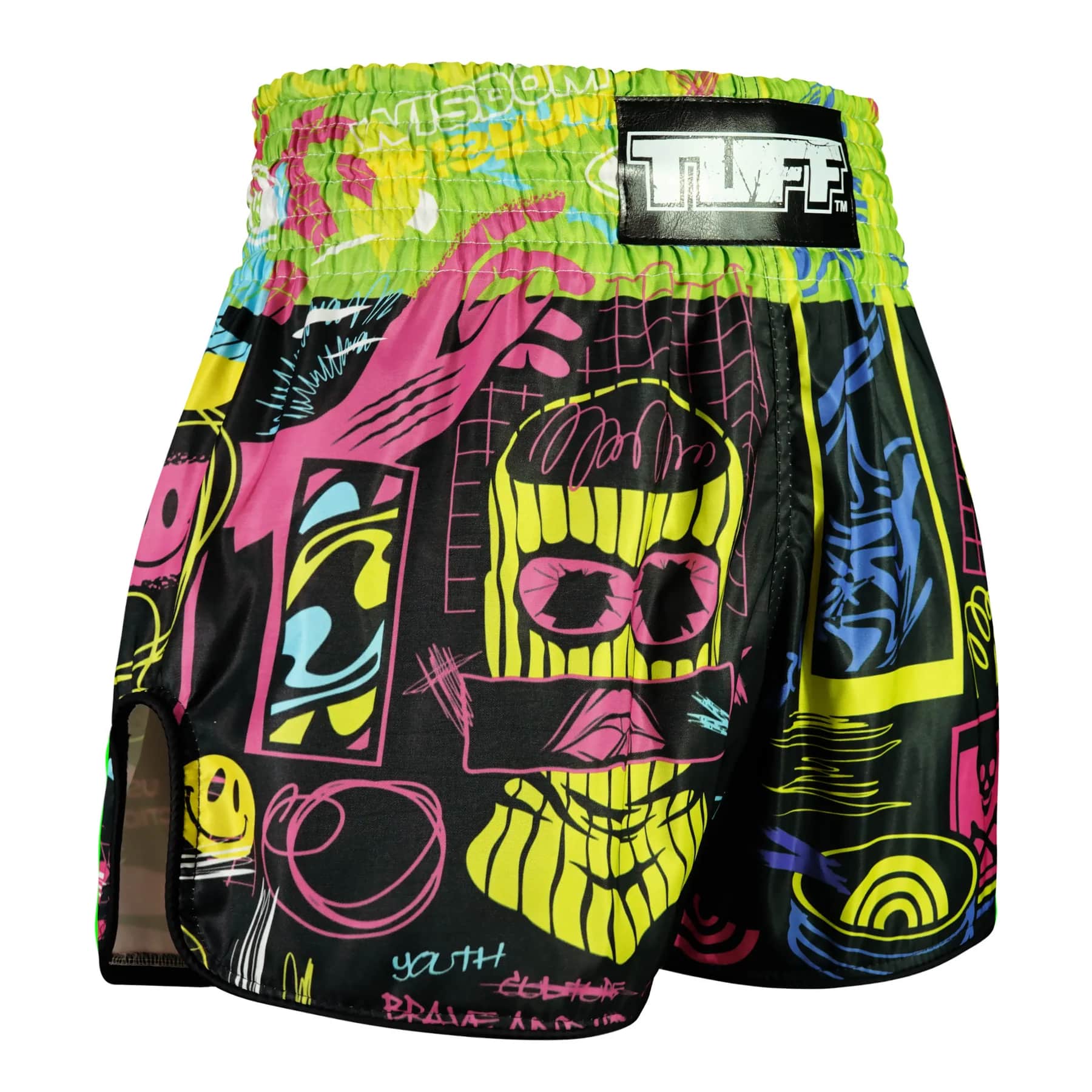 RMS119 TUFF High-Cut Retro Muaythai Shorts Neon Graffiti - Image 4