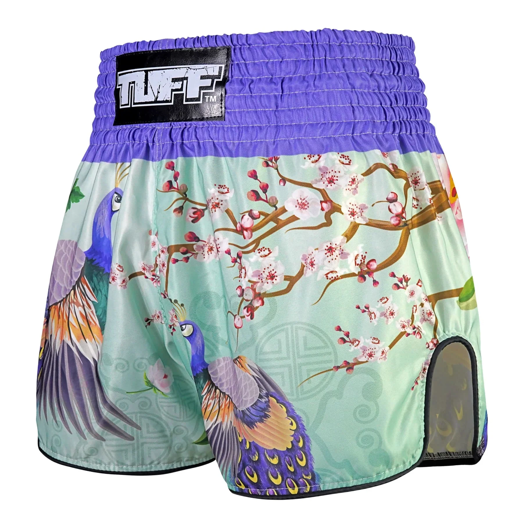 TUFF High-Cut Retro Muaythai Shorts - RMS112 - Yugana Kujaku The Elegance Peacock - Image 2