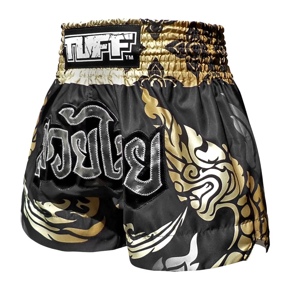 TUFF Muay Thai Shorts - MS631 - Thai King Of Naga Black - Image 2