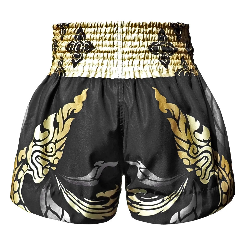 TUFF Muay Thai Shorts - MS631 - Thai King Of Naga Black - Image 4