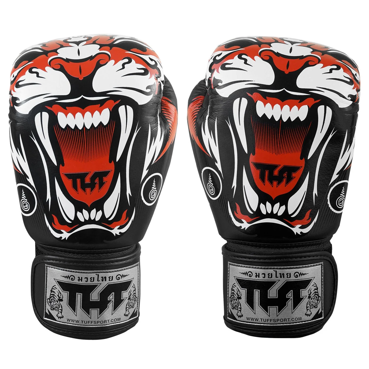 TUFF Muaythai Boxing Gloves Black Tiger - Image 2