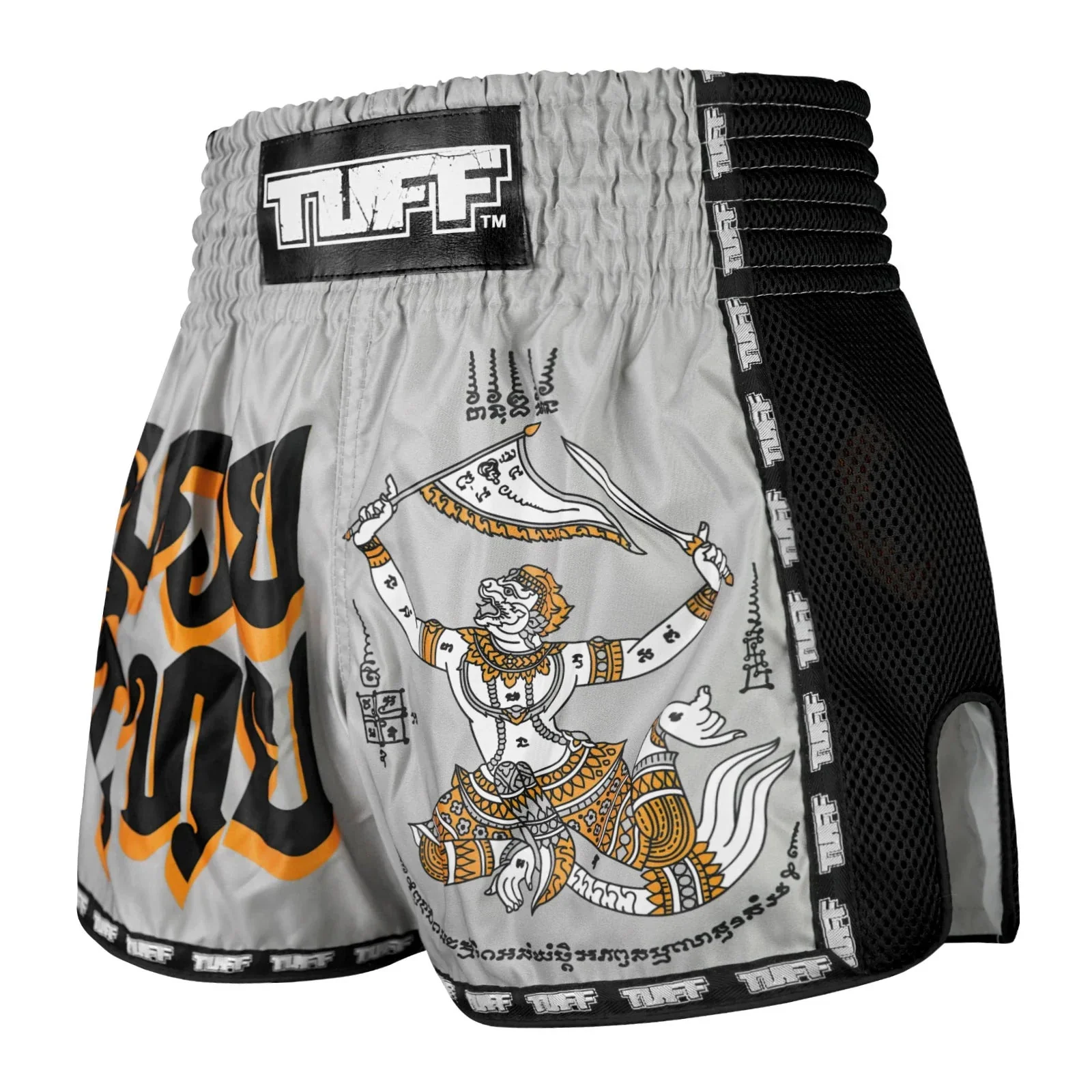 TUFF Muaythai Shorts Retro Style - MSC118 - Hanuman Yantra with War Flag - Image 2