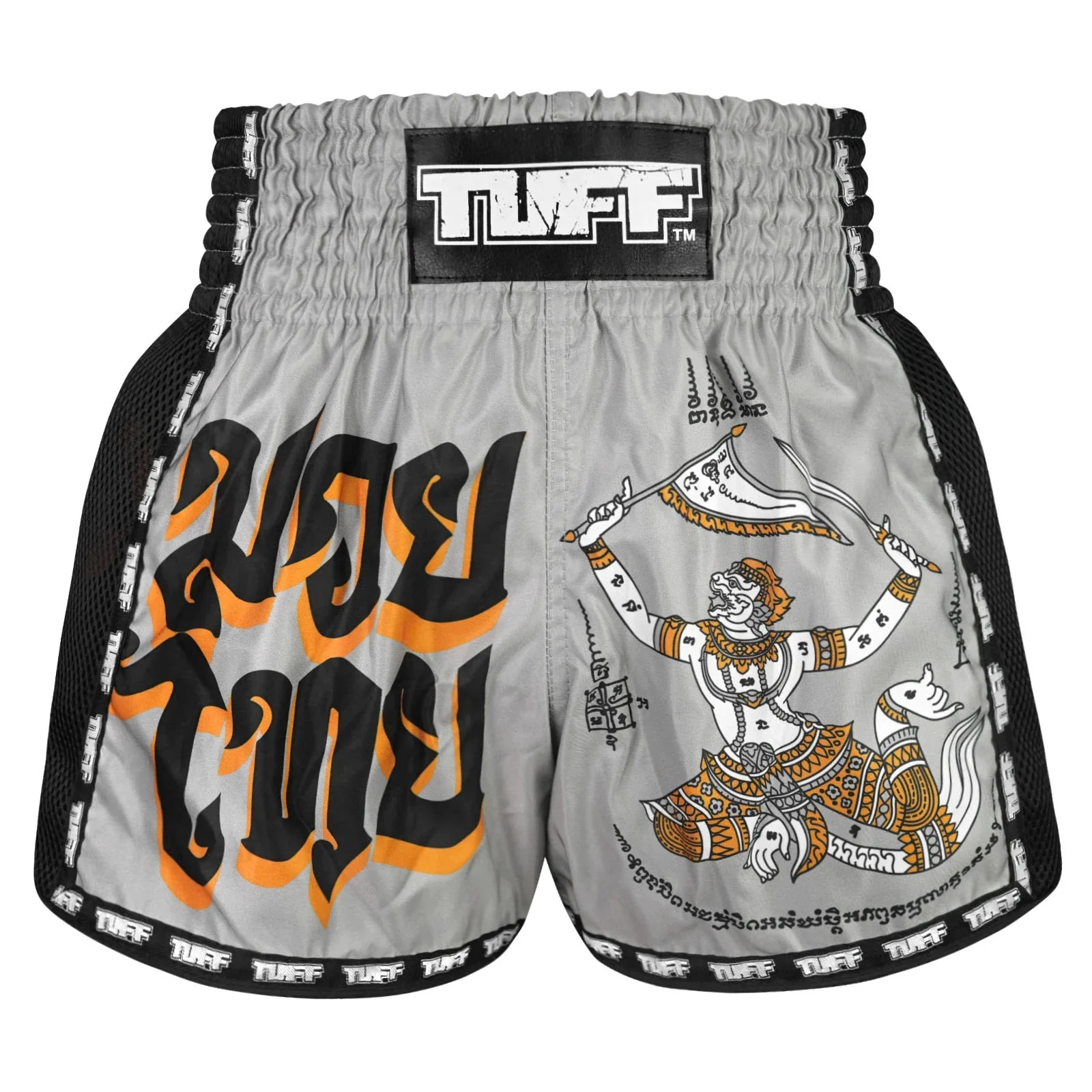 TUFF Muaythai Shorts Retro Style - MSC118 - Hanuman Yantra with War Flag - Image 3