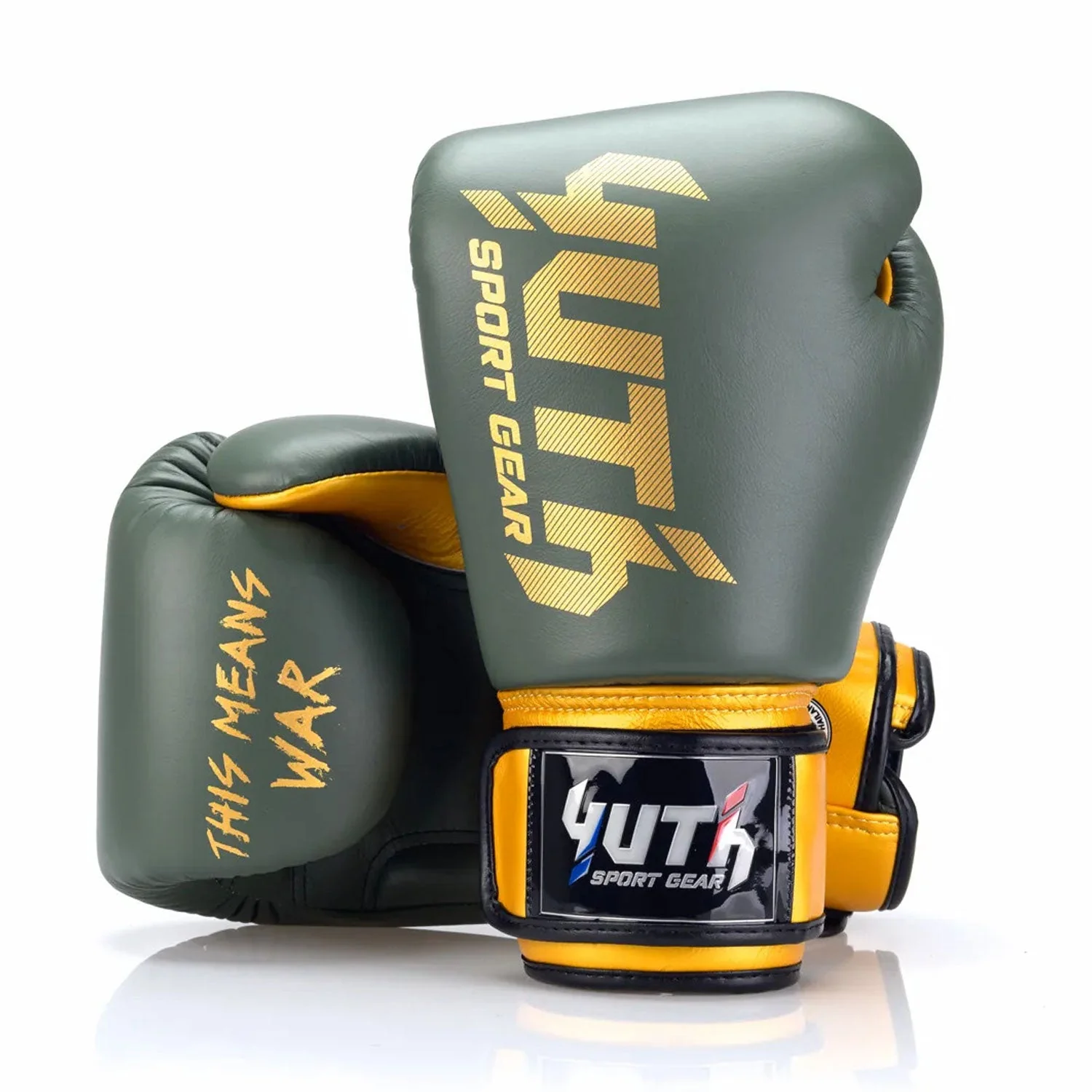 Yuth Boxing Gloves - Gold Line Olive-Gold - Image 2