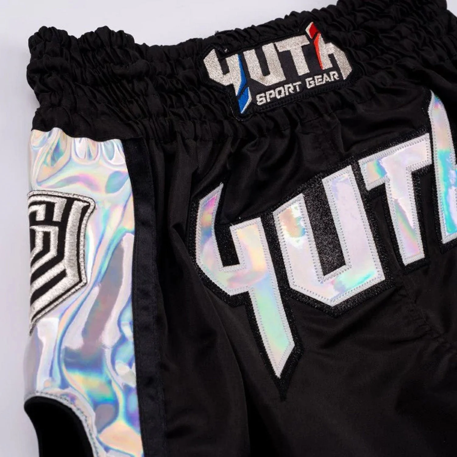 Yuth Hologram Muaythai Shorts Black-Silver - Image 2